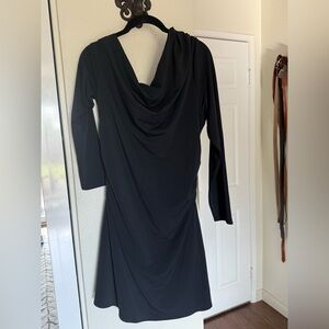 Abercrombie & Fitch Black Draped Off Shoulder Long Sleeve Dress